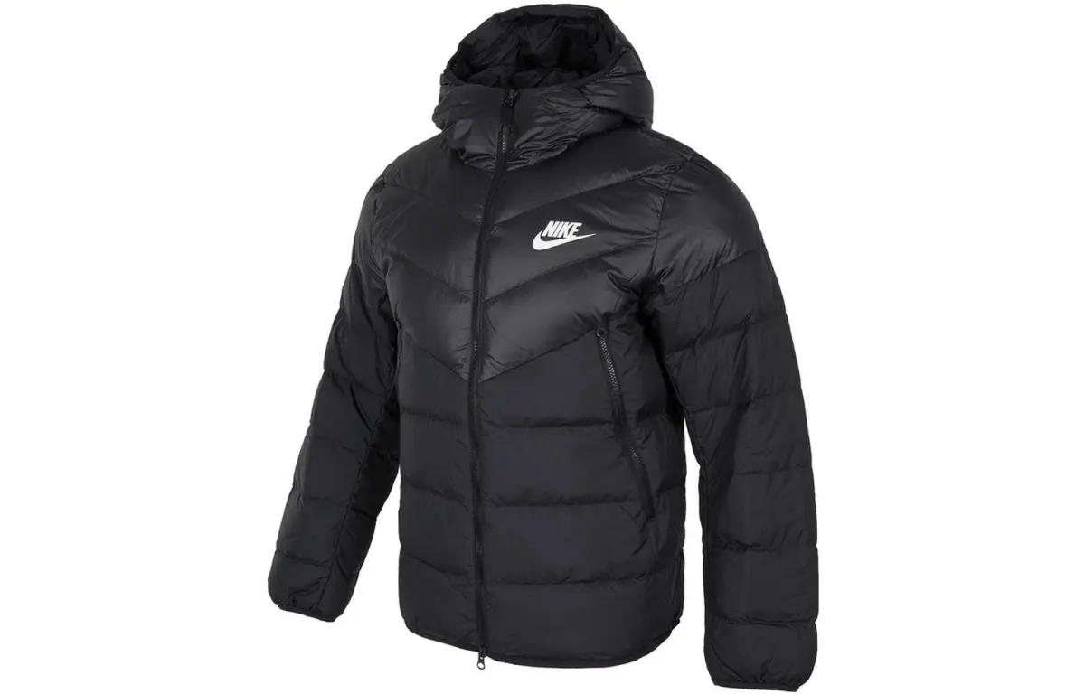 Nike Men Logo Casual Hooded Down Jacket Black