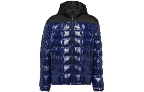 PRADA Down Jackets Men's Blue Hooded Moderate
