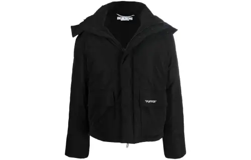 OFF WHITE Outline Diag Quote Puffer Jacket