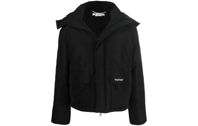 OFF WHITE Outline Diag Quote Puffer Jacket