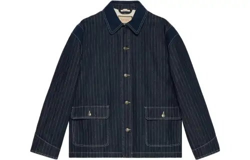 GUCCI Jackets Men's Blue Lapel Moderate Other