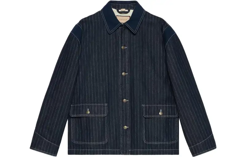 GUCCI Jackets Men's Blue Lapel Moderate Other
