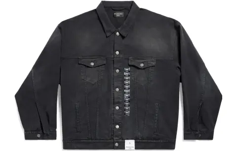 Balenciaga Collared Button Up Denim Jacket