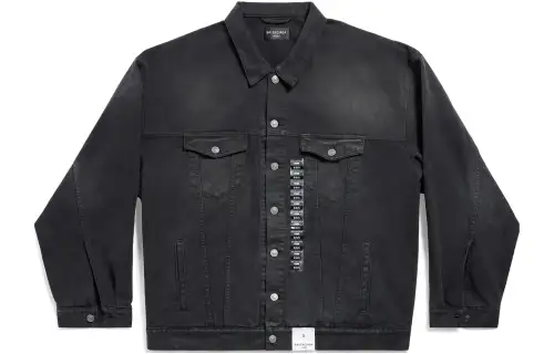 Balenciaga Collared Button Up Denim Jacket