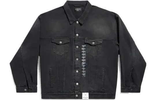 Balenciaga Collared Button Up Denim Jacket