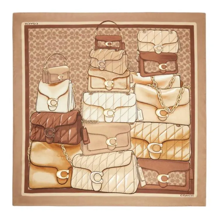 COACH Silk Scarves Women's Camel