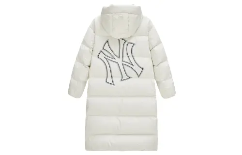 MLB Down Jackets Unisex White Hooded Thickened Down Coat