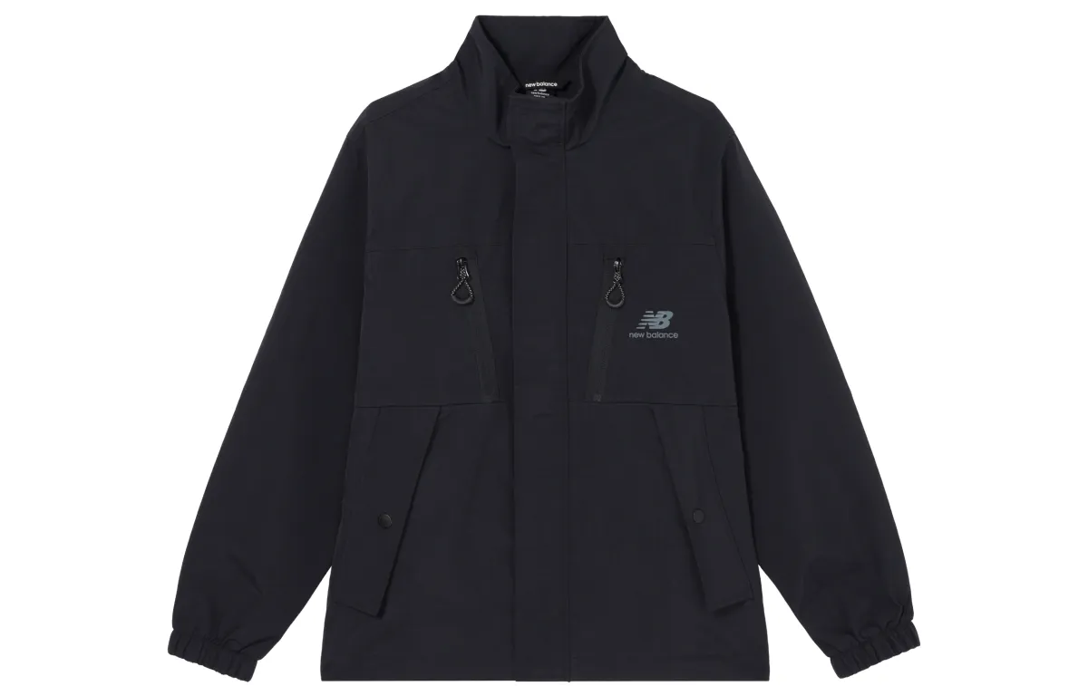 New Balance Jackets Men's Black Stand Collar Moderate Straight Fit