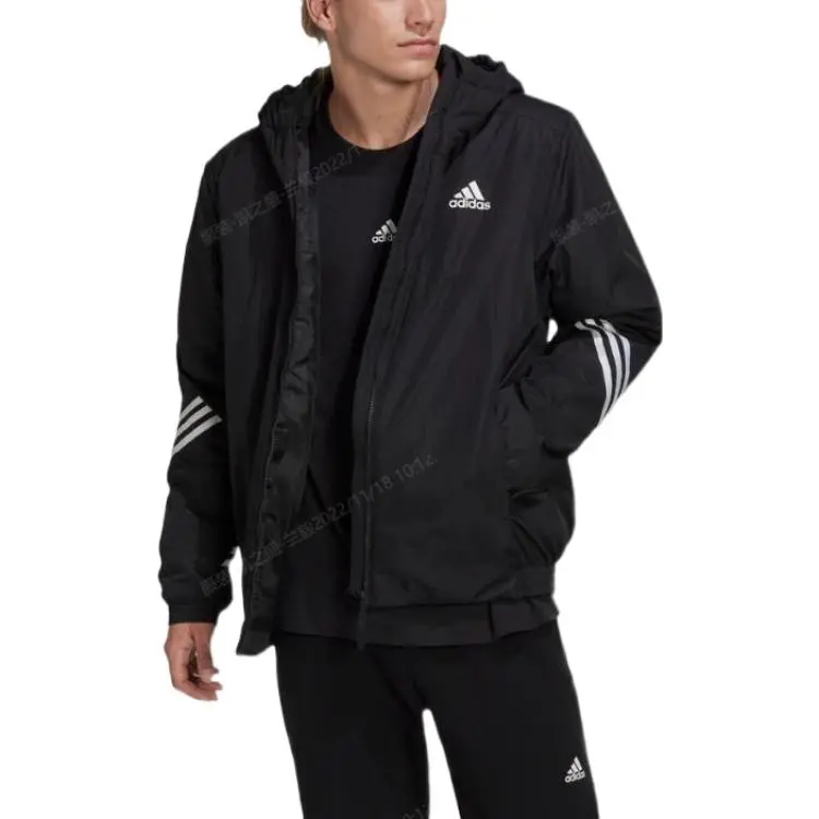 Adidas Puffer Jackets Men's Black Hooded Moderate Other