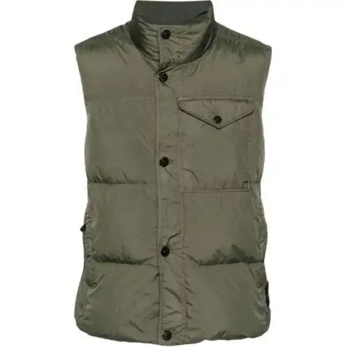 STONE ISLAND Vests Unisex Green Stand Collar Other