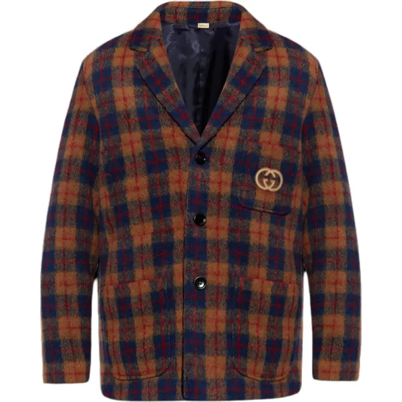 GUCCI Interlocking G Embroidered Checked Jacket