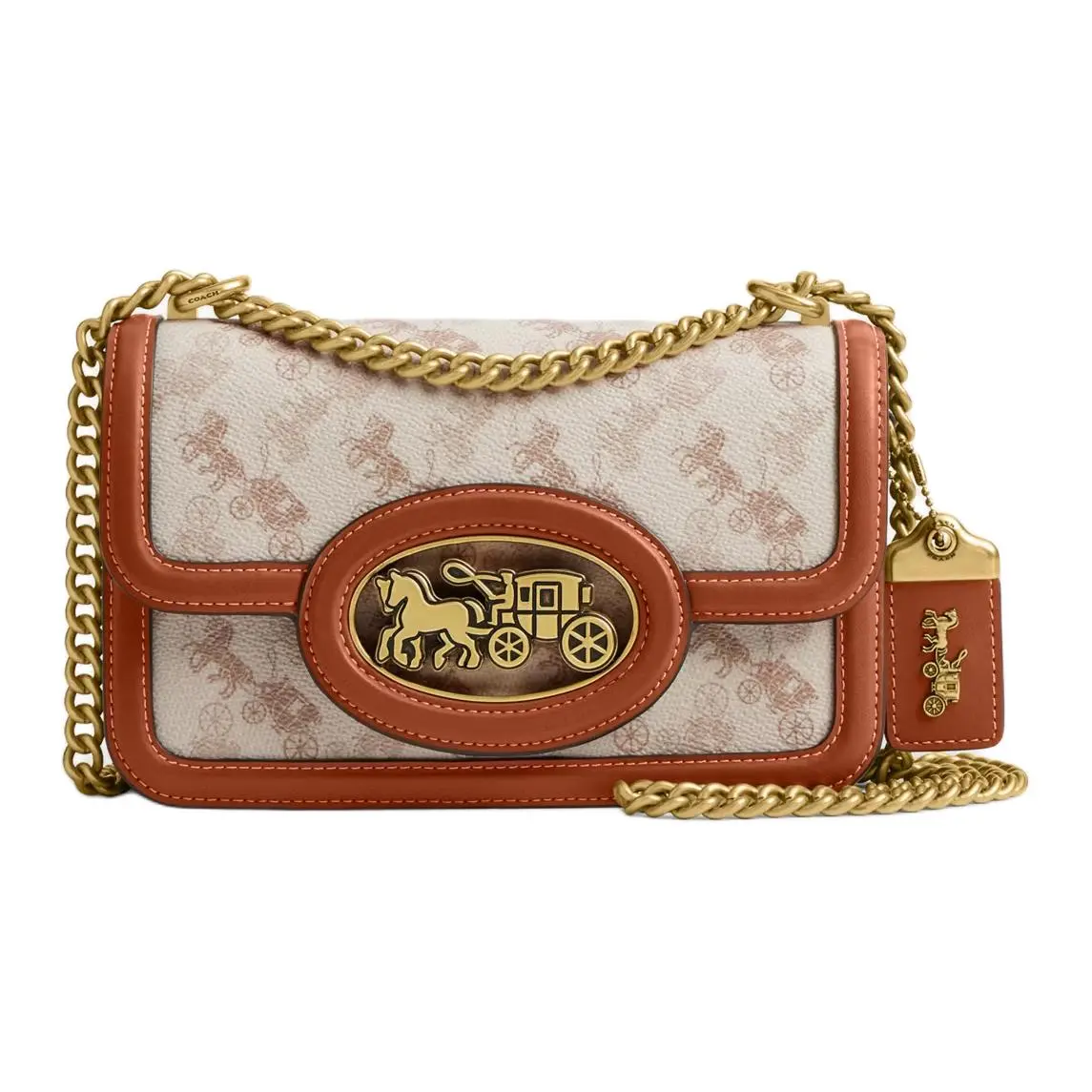 COACH Hero Coated Canvas Shoulder Bag, Crossbody Bag Small Women's Pencil White & Amber