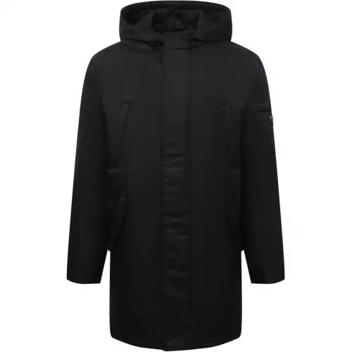 PRADA Coats Men's Black Hooded Moderate