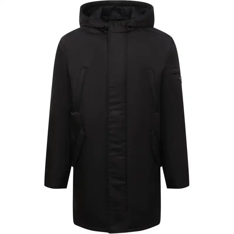 PRADA Coats Men's Black Hooded Moderate