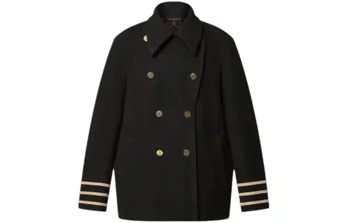LOUIS VUITTON Trim Pea Coat Men's Black