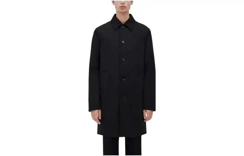 Bottega Veneta Coats Men's Black Lapel Moderate Straight Fit
