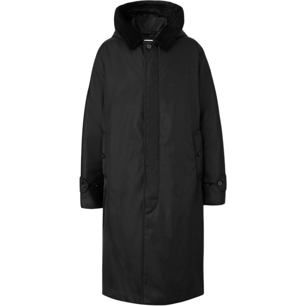 Burberry Corduroy Collar Nylon Twill Hooded Car Coat