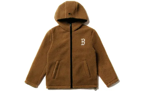 MLB Boston Red Sox Sherpa Hooded Jacket Unisex Brown