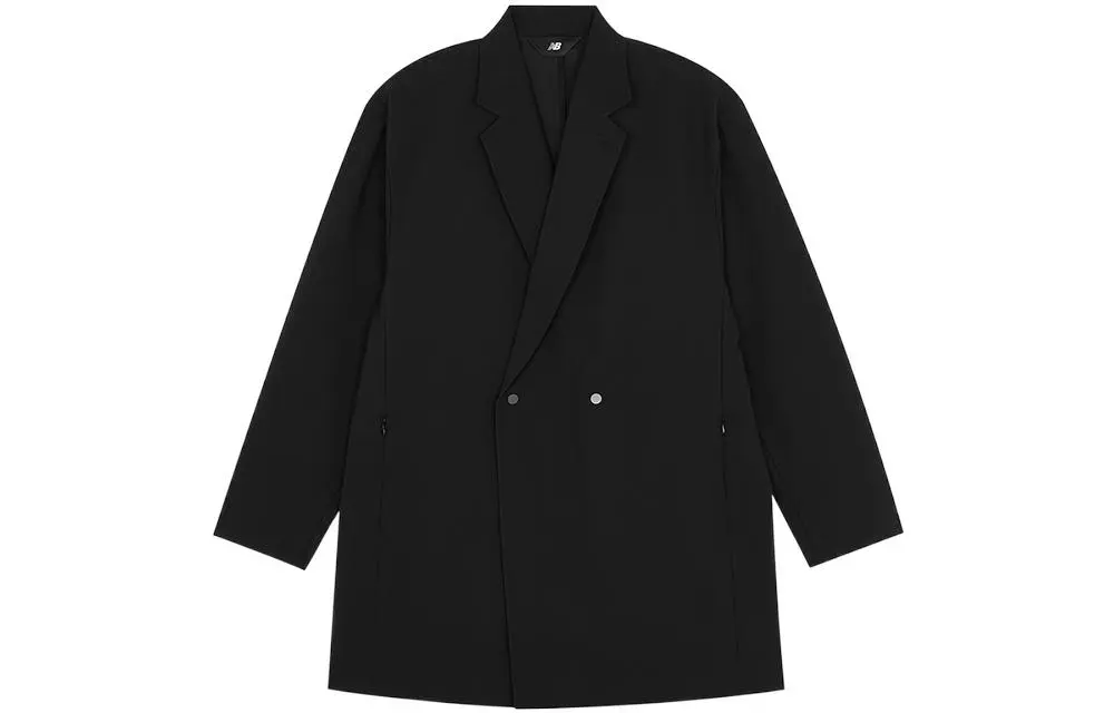 New Balance Coats Men's Black Suit Collar Moderate Straight Fit
