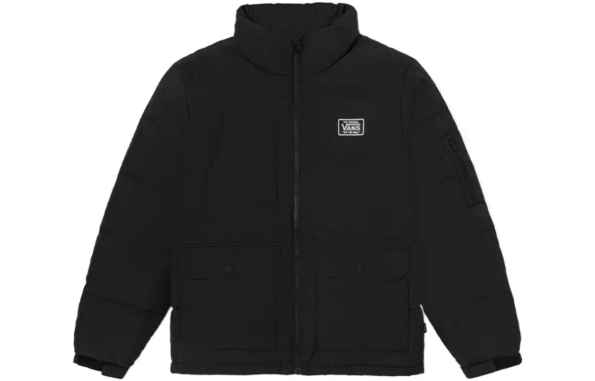 Vans Down Jackets Unisex Black Stand Collar Thickened Down Jacket