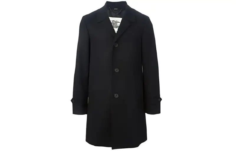 Burberry Coats Men's Black Suit Collar Moderate Straight Fit