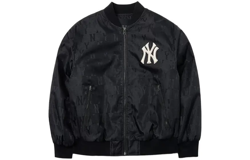 MLB New York Yankees Puffer Jackets Unisex Black Crew Neck Moderate Puffer Jacket