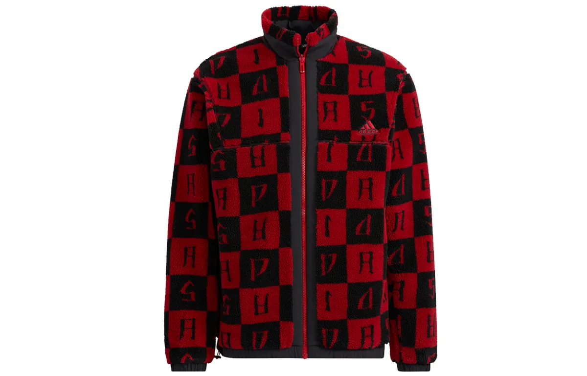 Adidas Velvet Jackets Men's Dark Red Stand Collar Moderate
