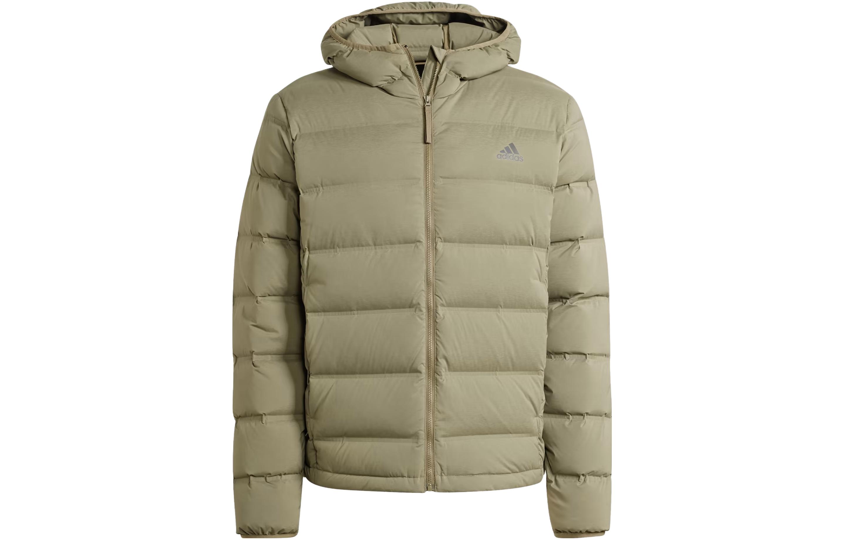 Adidas Helionic Stretch Hooded Down Jacket Down Jacket Men's Olive Green