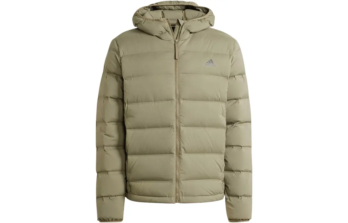 Adidas Helionic Stretch Hooded Down Jacket Down Jacket Men's Olive Green