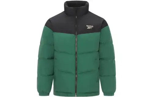 Reebok Down Jackets Unisex Dark Green Stand Collar Moderate Down Jacket