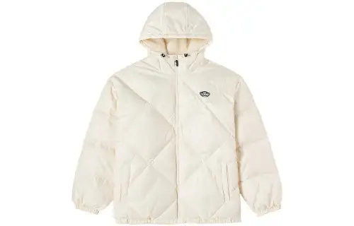 Vans Down Jackets Unisex Ecru Stand Collar Moderate