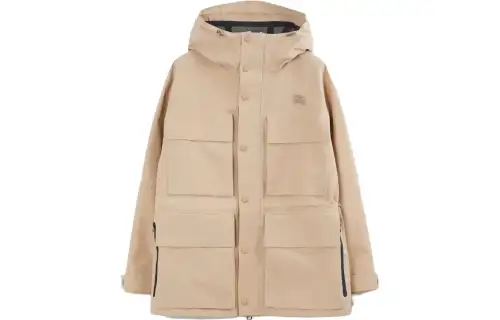 Burberry Coats Men's Khaki Hooded Moderate