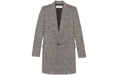 SAINT LAURENT Coats Men's Gray Suit Collar Moderate