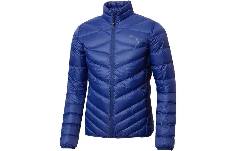 PUMA Down Jackets Men's Blue Stand Collar Moderate Quilted Down Jacket