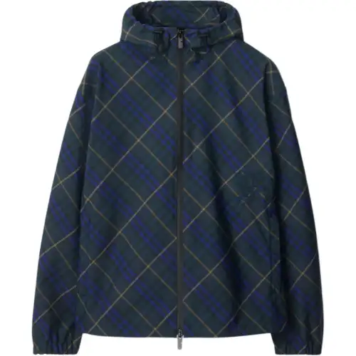 Burberry Check-Pattern Hooded Jacket