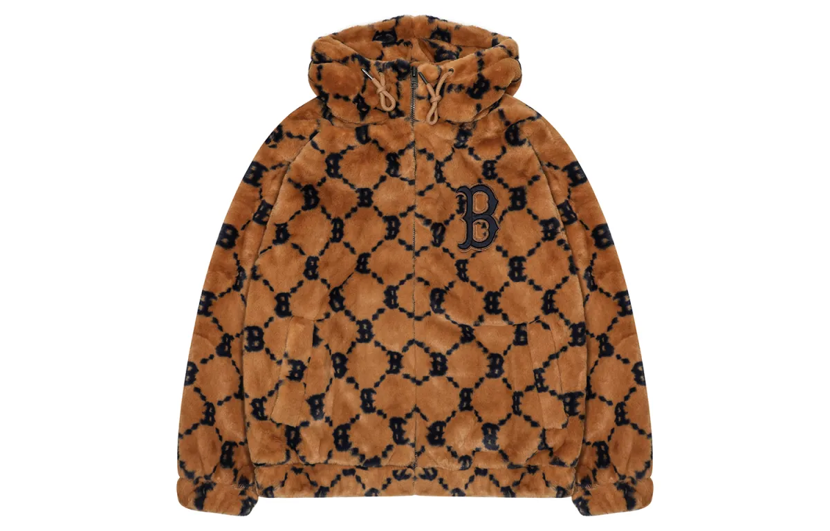 MLB Velvet Jackets Unisex Beige Yellow Hooded (Non-detachable) Moderate