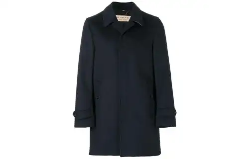 Burberry Coats Men's Ink Blue Lapel Moderate Straight Fit