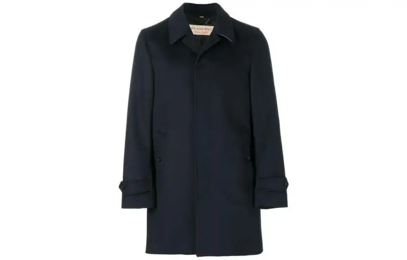 Burberry Coats Men's Ink Blue Lapel Moderate Straight Fit