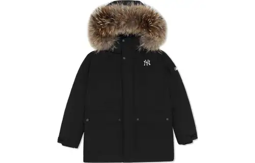 MLB New York Yankees Down Jackets Unisex Black Hooded Moderate Other