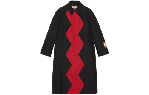 GUCCI Chinese New Year Coats Men's Black Lapel Moderate Straight Fit