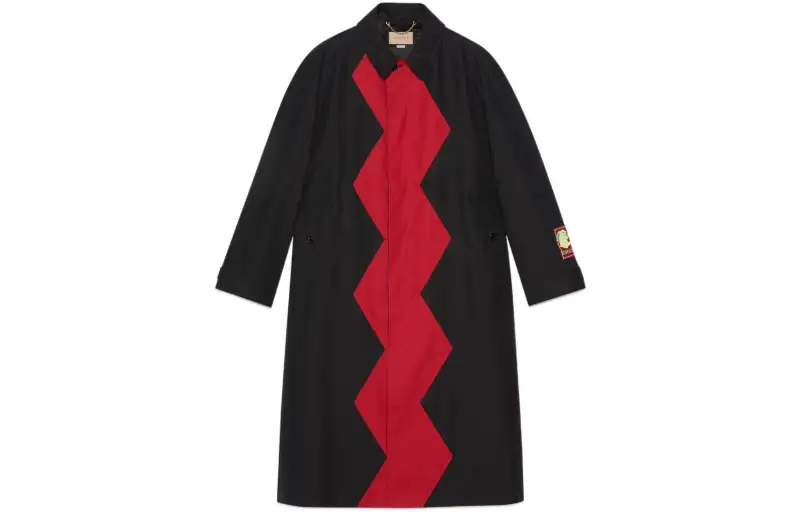 GUCCI Chinese New Year Coats Men's Black Lapel Moderate Straight Fit
