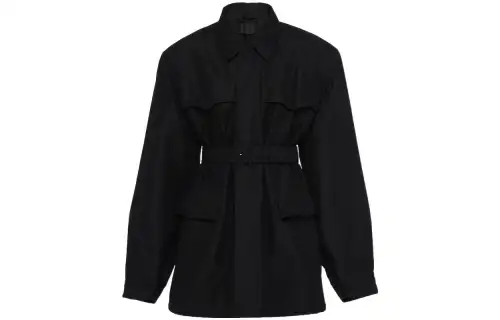 PRADA Long Sleeved Belted Waist Jacket