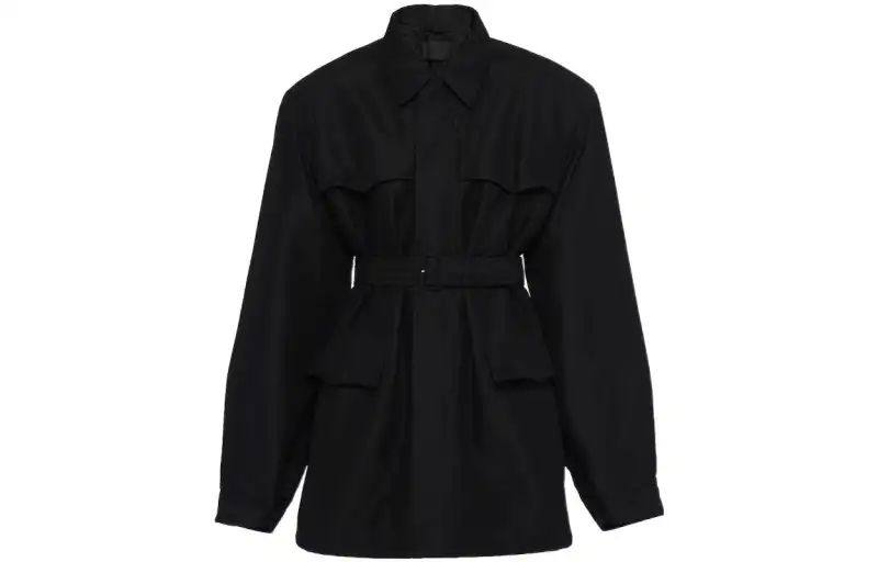PRADA Long Sleeved Belted Waist Jacket