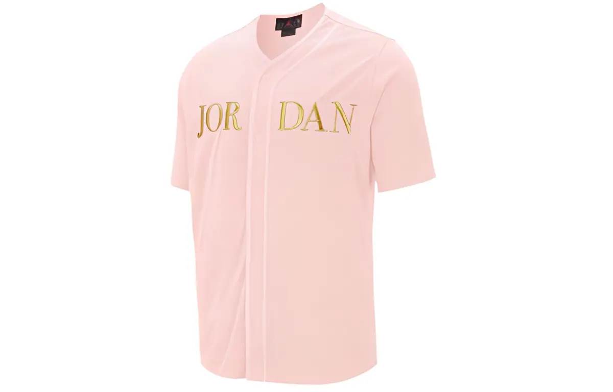 Jordan Remastered Baseball Jackets Men's Pink Gold V-neck Moderate Straight Fit