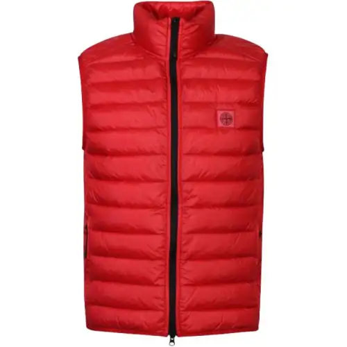 STONE ISLAND Vests Unisex Red Stand Collar Moderate Other