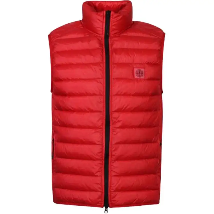 STONE ISLAND Vests Unisex Red Stand Collar Moderate Other