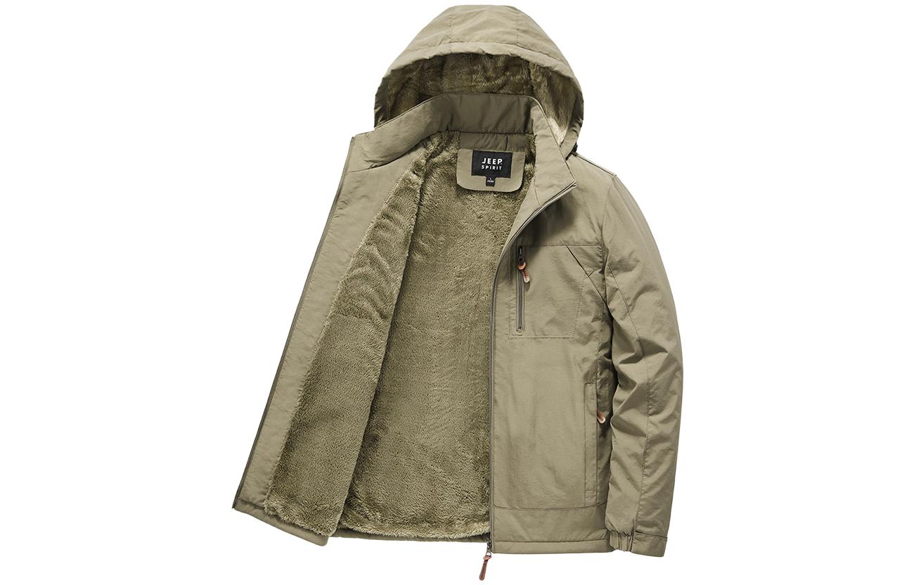 JEEP SPIRIT Casual Minimalist Style Fleece Lined Detachable Brim Thermal Hat Puffer Jacket Men's