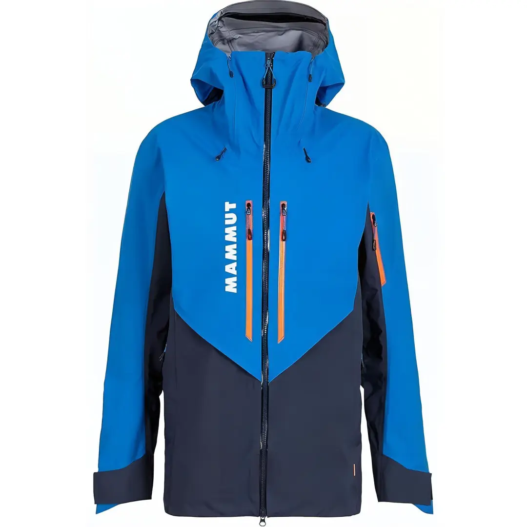 MAMMUT La Liste Waterproof, Windproof, And Breathable Windbreaker Jacket Men's Ice Ocean Blue