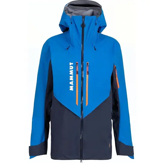 MAMMUT La Liste Waterproof, Windproof, And Breathable Windbreaker Jacket Men's Ice Ocean Blue
