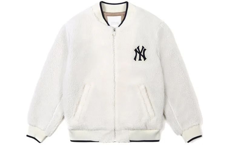 MLB New York Yankees Velvet Jackets Unisex Ivory White Baseball Collar Moderate